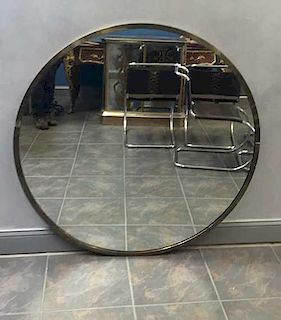 Magnificent Midcentury Brass Frame Mirror.