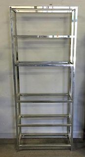 Midcentury Chrome Etagere with Glass Shelves.