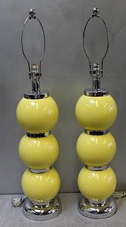 1960s Modern Pair of Stacked Ball Lamps.
