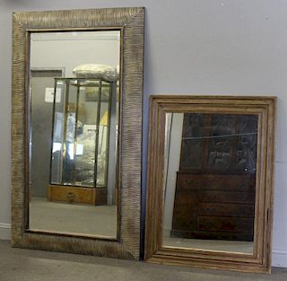 Large Full Size Gilt Mirror With Fluted Frame and