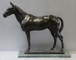 Large Patinated Bronze Statue of a Horse.