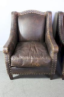 PALADIN. Pair Of Leather Upholstered Club Chairs.