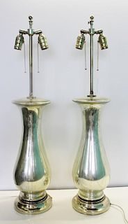 Pair of Vintage Mercury Glass Table Lamps.
