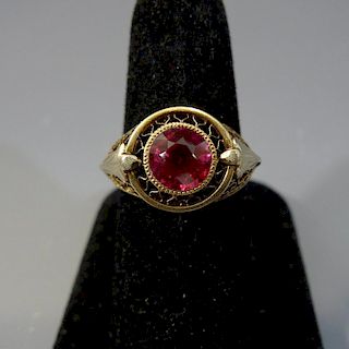 10K GOLD RED SPINEL RING