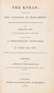 SALE, GEORGE. The Koran. London, 1844. New edition.