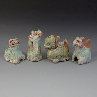 ANTIQUE CHINESE PAINTED POTTERY ANIMAL YUAN DYNASTY 13TH CENTURY