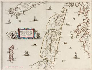 (MAP) BLAEU, JOHANNES. Iura Insula. The Yle of Iura, one of the Westerne Isles of Scotland. (Amsterdam, c. 1650).