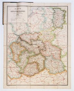 (MAP) BARACZA, P.A. Mapa dziesieciu guberni krolestwa Polskiego. Warsaw, 1901. Lithographed map of Poland.