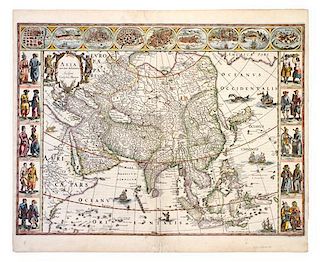 BLAEU, JOHANNES. Asia Noviter Delineata... [Amsterdam, c. 1638] Engraved with hand-coloring. Matted.