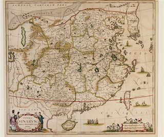 * JANSSON, JAN. Imperii Sinarum Nova Descriptio. [Amsterdam, c. 1664] Engraved map with hand-coloring of China, Korea, Formosa a