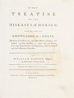 GIBSON, WILLIAM. A New Treatise on the Diseases of Horses. London, 1751. First edition.