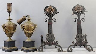 Pair of Gilt Metal Urns as Lamps with a Pair of