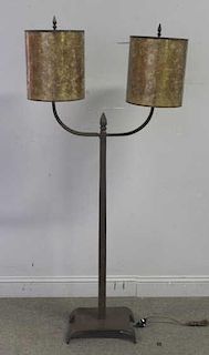 Quality Bronze and Amber Style Shade Floor Lamp.
