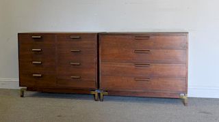 Pair of Midcentury Teak and Brass Chests.