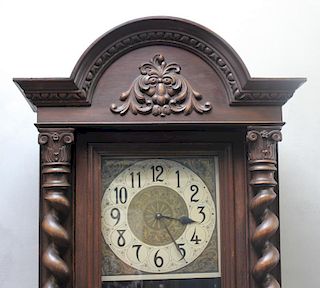 Carved German Tall Case Clock.