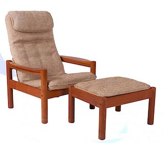 Domino Mobler Danish Lounge Chair & Ottoman