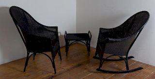 Lloyd Loom Outdoor Patio Furniture, Three (3)