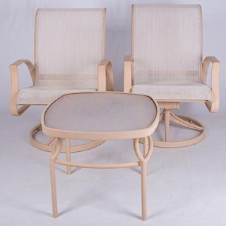 Tropitone Pair of Patio Chairs & Side Table