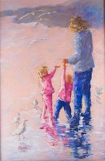 Pastel on Paper, Mother w/ Children