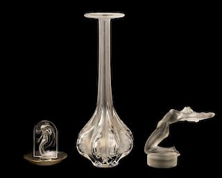 Three Lalique France Frosted Glass Articles