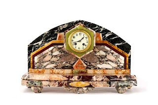 Art Deco Marble & Onyx Mantel Clock