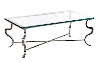 Modernist Style Iron Coffee Table with Glass Top