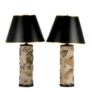 Pair of Vintage Converted Wallpaper Roller Lamps