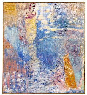 Elizabeth Cain, "Bathing With Buddha", Oil, 1985