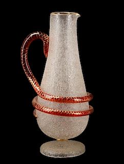 Late 19th C. Overshot Wine Ewer w/ Serpent Handle