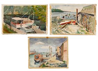 Collection Of 3 Alan Meiers Nautical Watercolors