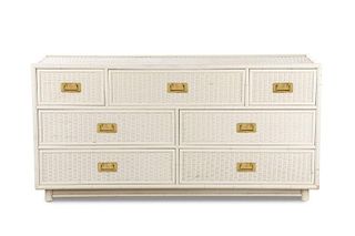 Modern White Painted Rattan Chest of Drawers