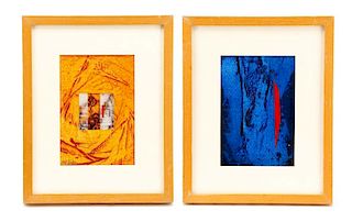 Two Richard Carlson Abstract Mixed Media Works