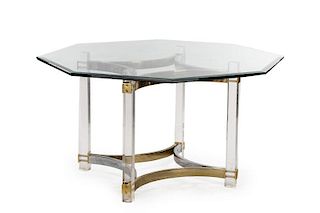Mid Century Modern Lucite & Brass Dining Table