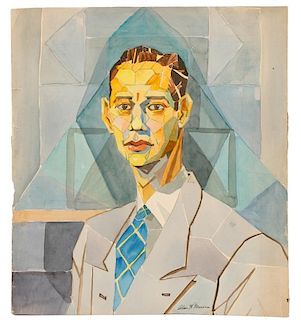 Alan Meiers, Portrait Of A Man, Watercolor
