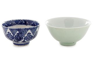 Two Chinese Porcelain Rice Bowls, 1 Marked