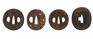 Four Simple Japanese Edo Period Iron Tsubas