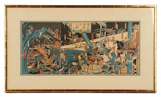 Utagawa Hirokage, Battle Of Fruits and Fish, 1859