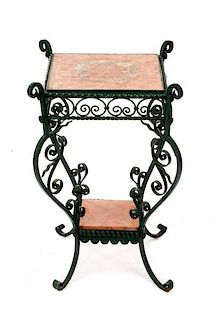 Continental Cast & Wrought Iron 2-Tier Table