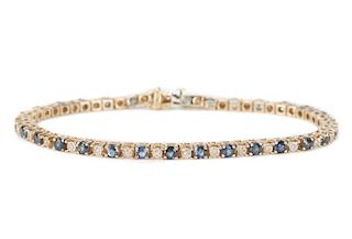 14k Yellow Gold, Diamond, & Sapphire Bracelet