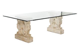 Palatial Figural Dining Table w/Glass Top