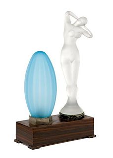 Art Deco Style Figural Glass Revolving Lamp