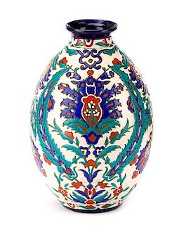 Boch Frères Glazed And Enameled Art Nouveau Vase