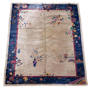 Antique Chinese Hand Woven Art Deco Rug 9' x 11' 5