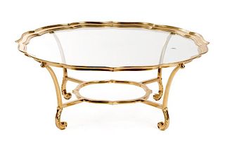 La Barge Brass & Glass Coffee Table, Model #8110