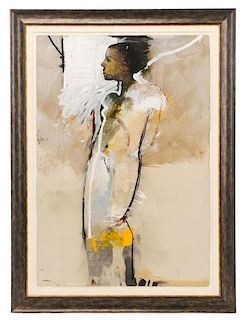 T. L. Lange, "Nude Woman In Profile", Mixed Media