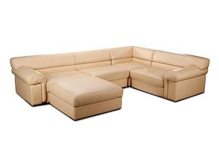 Roche Bobois Cream Leather Sectional Sofa