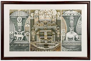 John T. Biggers, "Family Ark", Lithograph Triptych