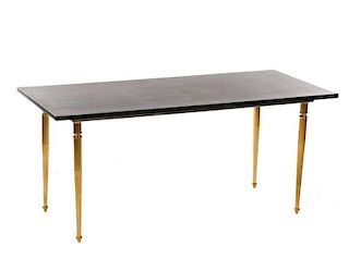 Mid Century Brass & Slate Table, Emilio Martelli