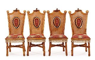 Set of 4 Mackenzie-Childs Wicker Side Chairs