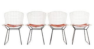 Set of 4 Bertoia for Knoll White Side Chairs